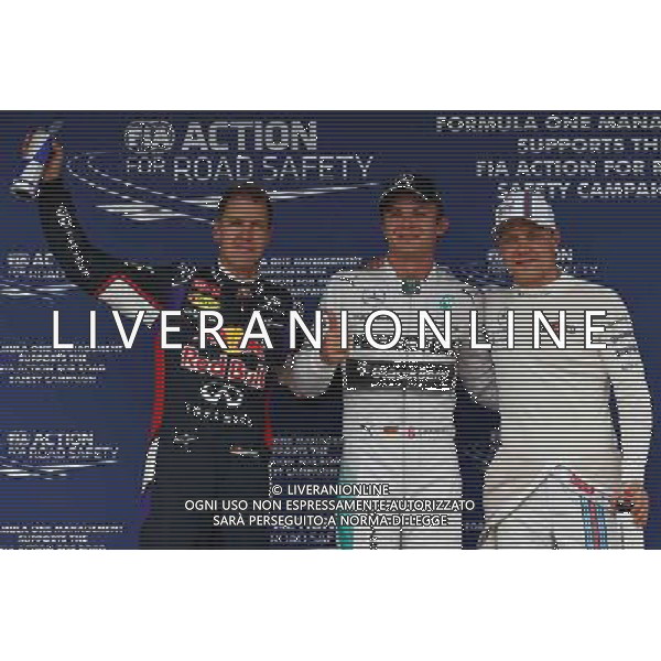 pole for Nico Rosberg (GER) Mercedes AMG F1 2nd place for Sebastian Vettel (GER) Red Bull Racing and 3rd for Valtteri Bottas (FIN) Williams FW36. 26.07.2014. Formula 1 World Championship, Rd 11, Hungarian Grand Prix, Budapest, Hungary, Qualifying Day. - www.xpbimages.com, EMail: requests@xpbimages.com - copy of publication required for printed pictures. Every used picture is fee-liable. © Copyright: Batchelor / XPB Images /AGENZIA ALDO LIVERANI SAS - ITALY ONLY - EDITORIAL USE ONLY - Gp F1 Ungheria Prove ufficiali