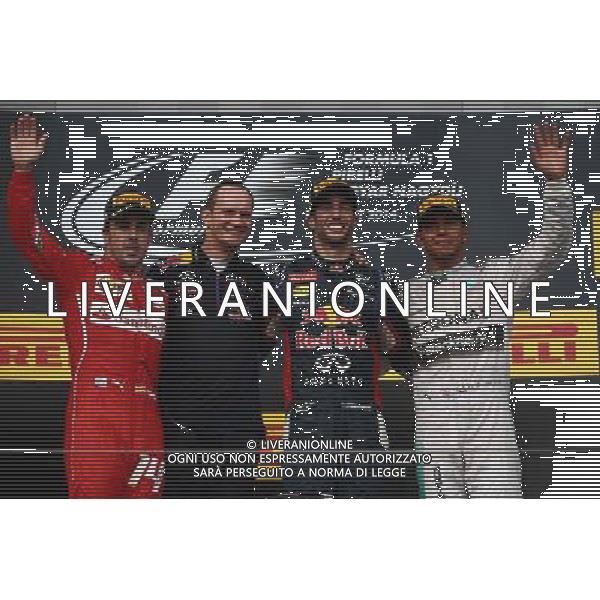1st place Daniel Ricciardo (AUS) Red Bull Racing RB10, 2nd place Fernando Alonso (ESP) Ferrari and 3rd place Lewis Hamilton (GBR) Mercedes AMG F1. 27.07.2014. Formula 1 World Championship, Rd 11, Hungarian Grand Prix, Budapest, Hungary, Race Day. - www.xpbimages.com, EMail: requests@xpbimages.com - copy of publication required for printed pictures. Every used picture is fee-liable. © Copyright: Batchelor / XPB Images AG ALDO LIVERANI SAS ONLY ITALY