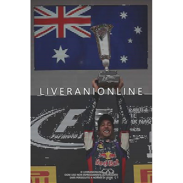 1st place Daniel Ricciardo (AUS) Red Bull Racing RB10, 2nd place Fernando Alonso (ESP) Ferrari and 3rd place Lewis Hamilton (GBR) Mercedes AMG F1. 27.07.2014. Formula 1 World Championship, Rd 11, Hungarian Grand Prix, Budapest, Hungary, Race Day. - www.xpbimages.com, EMail: requests@xpbimages.com - copy of publication required for printed pictures. Every used picture is fee-liable. © Copyright: Batchelor / XPB Images AG ALDO LIVERANI SAS ONLY ITALY