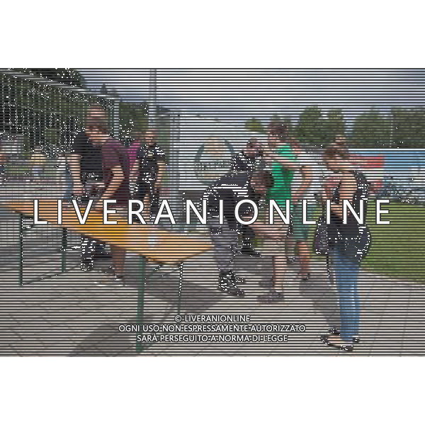 26.07.2014, Steinbergstadion, Leogang, AUT, Testspiel, Maccabi Haifa vs SC Paderborn, im Bild Security Zugangskontrolle // Security Ceck during a Friendly Match between Maccabi Haifa and SC Paderborn at the Steinbergstadium, Leogang, Austria on 2014/07/26. EXPA Pictures © 2014, PhotoCredit: EXPA/ JFK ©PHOTOSHOT/Agenzia Aldo Liverani sas - ITALY ONLY - EDITORIAL USE ONLY - Sistemi di sicurezza e controlli della polizia durante la partita amichevole Maccabi Haifa vs SC Paderborn al Steinbergstadium, Leogang, Austria il 26 luglio 2014