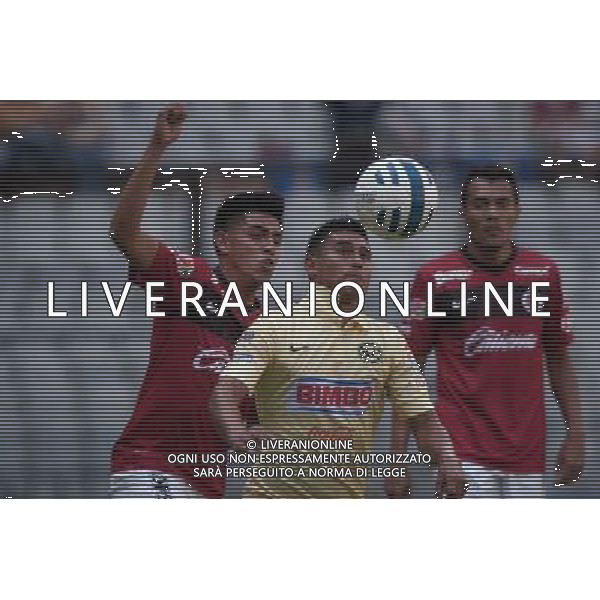 (140727) -- MEXICO CITY, July 27, 2014 () -- America\'s Osvaldo Martinez (C) vies for the ball with Joe Corona (L) of Xolos during their match of the MX League Opening Tournament, held at Azteca Stadium in Mexico City, capital of Mexico, on July 26, 2014. (/Pedro Mera) (vf) (fnc) ©PHOTOSHOT/Agenzia Aldo Liverani sas - ITALY ONLY - EDITORIAL USE ONLY - AMERICA Vs XOLOS partita di apertura del torneo MX League Campionato messicano, presso Azteca Stadium di Citta\' del Messico 26 luglio 2014