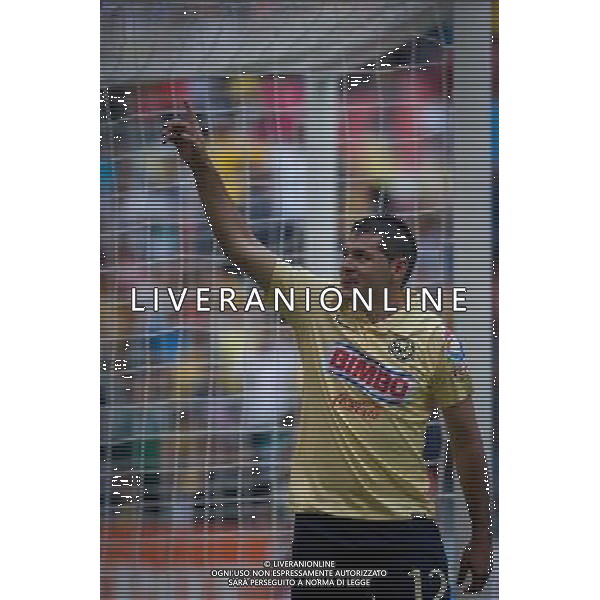 (140727) -- MEXICO CITY, July 27, 2014 () -- America\'s Pablo Aguilar celebrates after scoring during the match of the MX League Opening Tournament against Xolos, held at Azteca Stadium in Mexico City, capital of Mexico, on July 26, 2014. (/Pedro Mera) (da) (fnc) ©PHOTOSHOT/Agenzia Aldo Liverani sas - ITALY ONLY - EDITORIAL USE ONLY - AMERICA Vs XOLOS partita di apertura del torneo MX League Campionato messicano, presso Azteca Stadium di Citta\' del Messico 26 luglio 2014