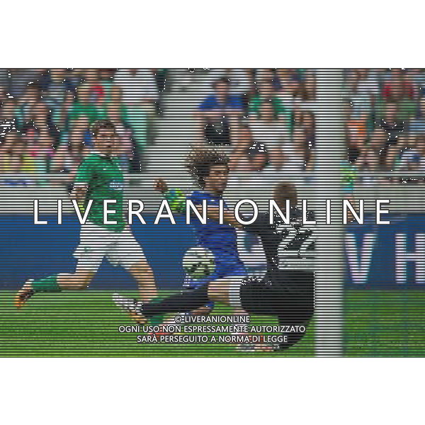 Nathan Ake #6 of Chelsea FC vs Aljaz Ivacic #22 of NK Olimpija Ljubljana // during international Friendly between NK Olimpija Ljubljana and Chelsea FC at the SRC Stozice in Ljubljana, Slovenia on 2014/07/27. EXPA Pictures © 2014, PhotoCredit: EXPA/ Sportida/ Vid Ponikvar *****ATTENTION - OUT of SLO, FRA***** ©photoshot/Agenzia Aldo Liverani sas - ITALY ONLY - EDITORIAL USE ONLY - NK Olimpija Ljubljana Vs Chelsea FC partita amichevole internazionale allo SRC Stozice a Lubiana, in Slovenia 27 luglio 2014