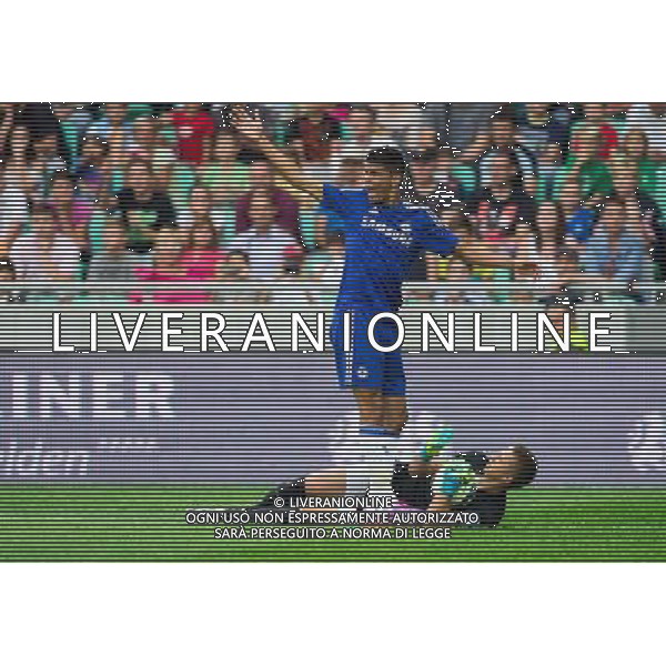 Dominic Solanke #36 of Chelsea FC and Aljaz Ivacic #22 of NK Olimpija Ljubljana // during international Friendly between NK Olimpija Ljubljana and Chelsea FC at the SRC Stozice in Ljubljana, Slovenia on 2014/07/27. EXPA Pictures © 2014, PhotoCredit: EXPA/ Sportida/ Vid Ponikvar *****ATTENTION - OUT of SLO, FRA***** ©photoshot/Agenzia Aldo Liverani sas - ITALY ONLY - EDITORIAL USE ONLY - NK Olimpija Ljubljana Vs Chelsea FC partita amichevole internazionale allo SRC Stozice a Lubiana, in Slovenia 27 luglio 2014