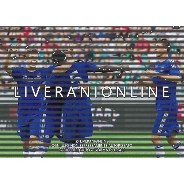 Players of Chelsea FC celebrate after scoring second goal for Chelsea // during international Friendly between NK Olimpija Ljubljana and Chelsea FC at the SRC Stozice in Ljubljana, Slovenia on 2014/07/27. EXPA Pictures © 2014, PhotoCredit: EXPA/ Sportida/ Vid Ponikvar *****ATTENTION - OUT of SLO, FRA***** ©photoshot/Agenzia Aldo Liverani sas - ITALY ONLY - EDITORIAL USE ONLY - NK Olimpija Ljubljana Vs Chelsea FC partita amichevole internazionale allo SRC Stozice a Lubiana, in Slovenia 27 luglio 2014