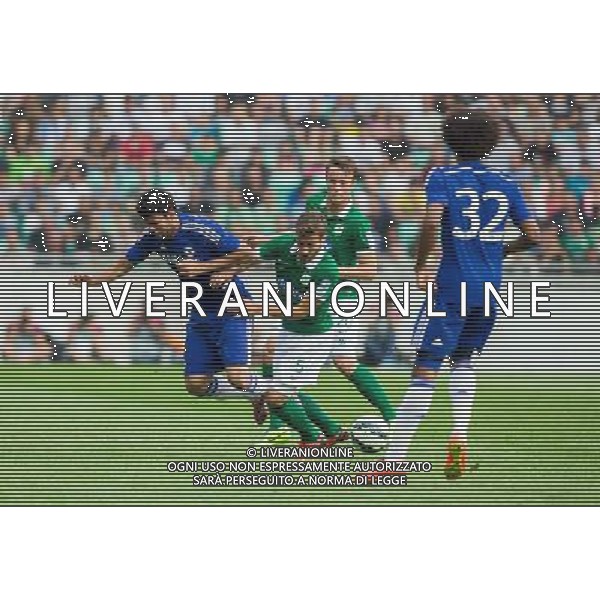 Diego Costa #19 of Chelsea FC vs Boban Jovic #5 of NK Olimpija Ljubljana // during international Friendly between NK Olimpija Ljubljana and Chelsea FC at the SRC Stozice in Ljubljana, Slovenia on 2014/07/27. EXPA Pictures © 2014, PhotoCredit: EXPA/ Sportida/ Vid Ponikvar *****ATTENTION - OUT of SLO, FRA***** ©photoshot/Agenzia Aldo Liverani sas - ITALY ONLY - EDITORIAL USE ONLY - NK Olimpija Ljubljana Vs Chelsea FC partita amichevole internazionale allo SRC Stozice a Lubiana, in Slovenia 27 luglio 2014