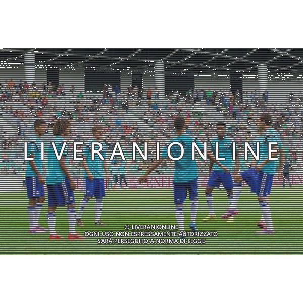 Players of Chelsea at warming up // during international Friendly between NK Olimpija Ljubljana and Chelsea FC at the SRC Stozice in Ljubljana, Slovenia on 2014/07/27. EXPA Pictures © 2014, PhotoCredit: EXPA/ Sportida/ Vid Ponikvar *****ATTENTION - OUT of SLO, FRA***** ©photoshot/Agenzia Aldo Liverani sas - ITALY ONLY - EDITORIAL USE ONLY - NK Olimpija Ljubljana Vs Chelsea FC partita amichevole internazionale allo SRC Stozice a Lubiana, in Slovenia 27 luglio 2014