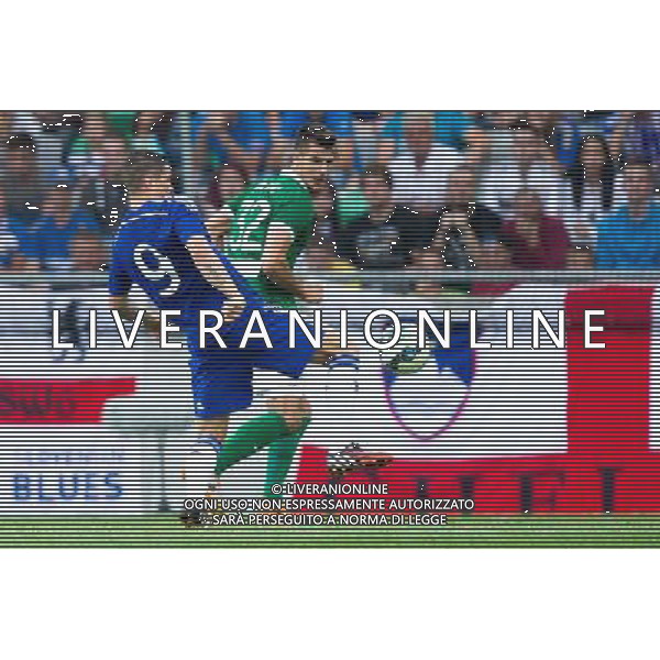 Fernando Torres #9 of Chelsea FC vs Nemanja Mitrovic #32 of NK Olimpija Ljubljana // during international Friendly between NK Olimpija Ljubljana and Chelsea FC at the SRC Stozice in Ljubljana, Slovenia on 2014/07/27. EXPA Pictures © 2014, PhotoCredit: EXPA/ Sportida/ Matic Klansek Velej *****ATTENTION - OUT of SLO, FRA***** ©PHOTOSHOT/Agenzia Aldo Liverani sas - ITALY ONLY - EDITORIAL USE ON - NK Olimpija Ljubljana Vs Chelsea FC partita amichevole internazionale allo SRC Stozice a Lubiana, in Slovenia 27 luglio 2014