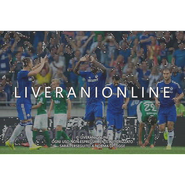 Players of Chelsea FC celebrate after scoring a goal // during international Friendly between NK Olimpija Ljubljana and Chelsea FC at the SRC Stozice in Ljubljana, Slovenia on 2014/07/27. EXPA Pictures © 2014, PhotoCredit: EXPA/ Sportida/ Matic Klansek Velej *****ATTENTION - OUT of SLO, FRA***** ©PHOTOSHOT/Agenzia Aldo Liverani sas - ITALY ONLY - EDITORIAL USE ON - NK Olimpija Ljubljana Vs Chelsea FC partita amichevole internazionale allo SRC Stozice a Lubiana, in Slovenia 27 luglio 2014