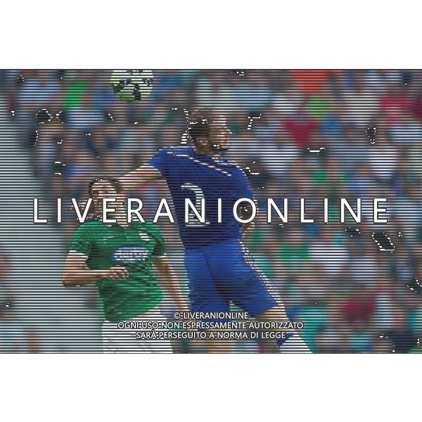 Marko Vukcevic #15 of NK Olimpija Ljubljana vs Branislav Ivanovic #2 of Chelsea FC // during international Friendly between NK Olimpija Ljubljana and Chelsea FC at the SRC Stozice in Ljubljana, Slovenia on 2014/07/27. EXPA Pictures © 2014, PhotoCredit: EXPA/ Sportida/ Vid Ponikvar *****ATTENTION - OUT of SLO, FRA***** ©photoshot/Agenzia Aldo Liverani sas - ITALY ONLY - EDITORIAL USE ONLY - NK Olimpija Ljubljana Vs Chelsea FC partita amichevole internazionale allo SRC Stozice a Lubiana, in Slovenia 27 luglio 2014