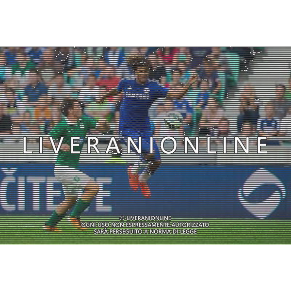 Jaka Corn #26of NK Olimpija Ljubljana vs Nathan Ake #6 of Chelsea FC // during international Friendly between NK Olimpija Ljubljana and Chelsea FC at the SRC Stozice in Ljubljana, Slovenia on 2014/07/27. EXPA Pictures © 2014, PhotoCredit: EXPA/ Sportida/ Vid Ponikvar *****ATTENTION - OUT of SLO, FRA***** ©photoshot/Agenzia Aldo Liverani sas - ITALY ONLY - EDITORIAL USE ONLY - NK Olimpija Ljubljana Vs Chelsea FC partita amichevole internazionale allo SRC Stozice a Lubiana, in Slovenia 27 luglio 2014