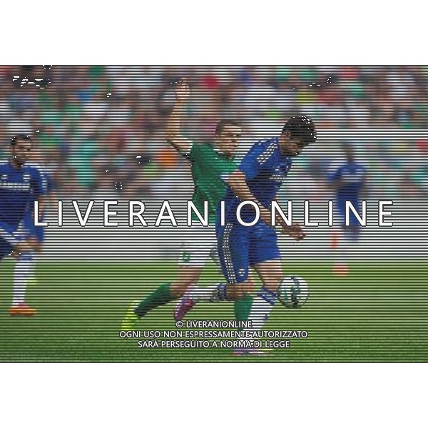 Darijan Matic #8 of NK Olimpija Ljubljana vs Diego Costa #19 of Chelsea FC // during international Friendly between NK Olimpija Ljubljana and Chelsea FC at the SRC Stozice in Ljubljana, Slovenia on 2014/07/27. EXPA Pictures © 2014, PhotoCredit: EXPA/ Sportida/ Vid Ponikvar *****ATTENTION - OUT of SLO, FRA***** ©photoshot/Agenzia Aldo Liverani sas - ITALY ONLY - EDITORIAL USE ONLY - NK Olimpija Ljubljana Vs Chelsea FC partita amichevole internazionale allo SRC Stozice a Lubiana, in Slovenia 27 luglio 2014