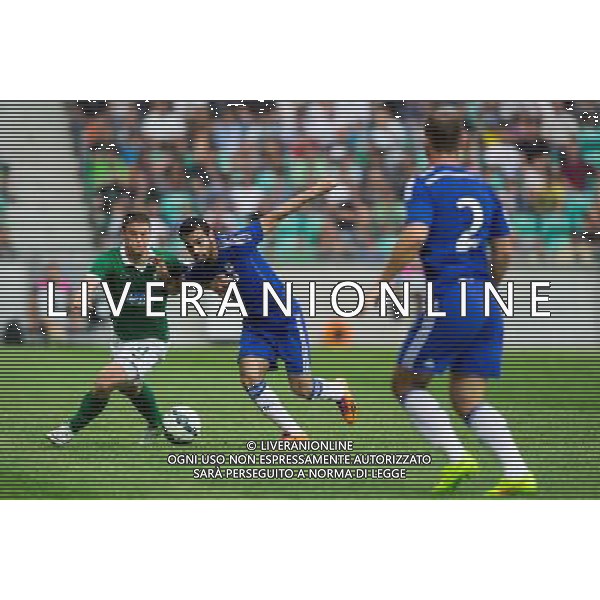 Filip Valencic #11 of NK Olimpija Ljubljana vs Mohamed Salah #17 of Chelsea FC // during international Friendly between NK Olimpija Ljubljana and Chelsea FC at the SRC Stozice in Ljubljana, Slovenia on 2014/07/27. EXPA Pictures © 2014, PhotoCredit: EXPA/ Sportida/ Vid Ponikvar *****ATTENTION - OUT of SLO, FRA***** ©photoshot/Agenzia Aldo Liverani sas - ITALY ONLY - EDITORIAL USE ONLY - NK Olimpija Ljubljana Vs Chelsea FC partita amichevole internazionale allo SRC Stozice a Lubiana, in Slovenia 27 luglio 2014