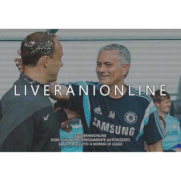Darko Karapetrovic, manager of NK Olimpija Ljubljana, and Jose Mourinho, manager of team Chelsea FC // during international Friendly between NK Olimpija Ljubljana and Chelsea FC at the SRC Stozice in Ljubljana, Slovenia on 2014/07/27. EXPA Pictures © 2014, PhotoCredit: EXPA/ Sportida/ Vid Ponikvar *****ATTENTION - OUT of SLO, FRA***** ©photoshot/Agenzia Aldo Liverani sas - ITALY ONLY - EDITORIAL USE ONLY - NK Olimpija Ljubljana Vs Chelsea FC partita amichevole internazionale allo SRC Stozice a Lubiana, in Slovenia 27 luglio 2014