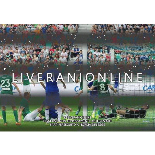 Action in front of goalkeeper Aleksander Seliga #1 of NK Olimpija Ljubljana // during international Friendly between NK Olimpija Ljubljana and Chelsea FC at the SRC Stozice in Ljubljana, Slovenia on 2014/07/27. EXPA Pictures © 2014, PhotoCredit: EXPA/ Sportida/ Vid Ponikvar *****ATTENTION - OUT of SLO, FRA***** ©photoshot/Agenzia Aldo Liverani sas - ITALY ONLY - EDITORIAL USE ONLY - NK Olimpija Ljubljana Vs Chelsea FC partita amichevole internazionale allo SRC Stozice a Lubiana, in Slovenia 27 luglio 2014