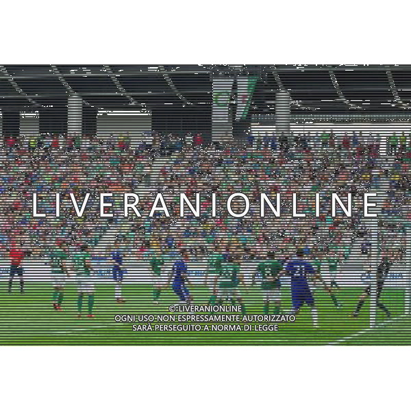 Action in front of goalkeeper Aleksander Seliga #1 of NK Olimpija Ljubljana // during international Friendly between NK Olimpija Ljubljana and Chelsea FC at the SRC Stozice in Ljubljana, Slovenia on 2014/07/27. EXPA Pictures © 2014, PhotoCredit: EXPA/ Sportida/ Vid Ponikvar *****ATTENTION - OUT of SLO, FRA***** ©photoshot/Agenzia Aldo Liverani sas - ITALY ONLY - EDITORIAL USE ONLY - NK Olimpija Ljubljana Vs Chelsea FC partita amichevole internazionale allo SRC Stozice a Lubiana, in Slovenia 27 luglio 2014
