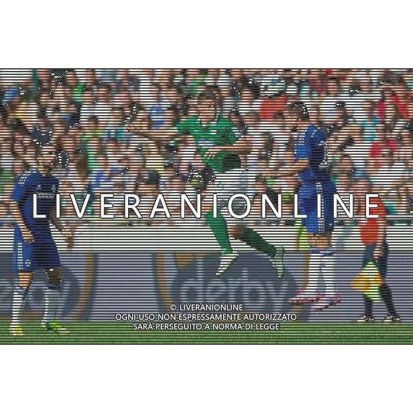 Filip Valencic #11 of NK Olimpija Ljubljana vs Cesar Azpilicueta #28 of Chelsea FC // during international Friendly between NK Olimpija Ljubljana and Chelsea FC at the SRC Stozice in Ljubljana, Slovenia on 2014/07/27. EXPA Pictures © 2014, PhotoCredit: EXPA/ Sportida/ Vid Ponikvar *****ATTENTION - OUT of SLO, FRA***** ©photoshot/Agenzia Aldo Liverani sas - ITALY ONLY - EDITORIAL USE ONLY - NK Olimpija Ljubljana Vs Chelsea FC partita amichevole internazionale allo SRC Stozice a Lubiana, in Slovenia 27 luglio 2014