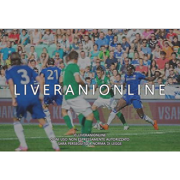 Filip Valencic #11 of NK Olimpija Ljubljana vs Kurt Zouma #5 of Chelsea FC // during international Friendly between NK Olimpija Ljubljana and Chelsea FC at the SRC Stozice in Ljubljana, Slovenia on 2014/07/27. EXPA Pictures © 2014, PhotoCredit: EXPA/ Sportida/ Vid Ponikvar *****ATTENTION - OUT of SLO, FRA***** ©photoshot/Agenzia Aldo Liverani sas - ITALY ONLY - EDITORIAL USE ONLY - NK Olimpija Ljubljana Vs Chelsea FC partita amichevole internazionale allo SRC Stozice a Lubiana, in Slovenia 27 luglio 2014