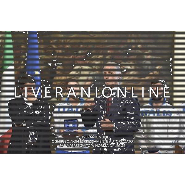 Il Presidente del Consiglio dei Ministri, Matteo Renzi, incontra a Palazzo Chigi a Roma 29 luglio 2014, gli atleti azzurri che hanno conquistato il podio ai recenti Campionati mondiali di scherma. Gli atleti saranno guidati dal Presidente del CONI, Giovanni Malago\', dal Segretario Generale, Roberto Fabbricini, dal Vice Segretario, Carlo Mornati e dal Presidente della Federazione Italiana Scherma e Vice Presidente vicario del CONI, Giorgio Scarso. ©Corradetti/AGENZIA ALDO LIVERANI SAS