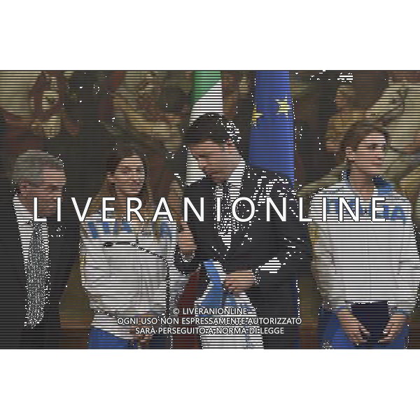 Il Presidente del Consiglio dei Ministri, Matteo Renzi, incontra a Palazzo Chigi a Roma 29 luglio 2014, gli atleti azzurri che hanno conquistato il podio ai recenti Campionati mondiali di scherma. Gli atleti saranno guidati dal Presidente del CONI, Giovanni Malago\', dal Segretario Generale, Roberto Fabbricini, dal Vice Segretario, Carlo Mornati e dal Presidente della Federazione Italiana Scherma e Vice Presidente vicario del CONI, Giorgio Scarso. ©Corradetti/AGENZIA ALDO LIVERANI SAS