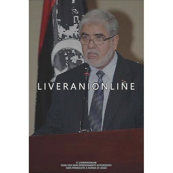 (140729) -- TRIPOLI, July 29, 2014 () -- Libyan lawmaker Essam al-Naasse briefs the security situation of Tripoli in Tripoli, Libya, on July 29, 2014. Unknown gunmen kidnapped former Libyan Deputy Prime Minister Mustafa Abu Shagor in the capital city Tripoli on Tuesday, Essam al-Naasse confirmed. (/Hamza Turkia) ©PHOTOSHOT/Agenzia Aldo Liverani sas - ITALY ONLY - EDITORIAL USE ONLY - Il deputato libico Essam al-Naasse in conferenza stampa sulla situazione della sicurezza di Tripoli, in Libia, il 29 Luglio 2014