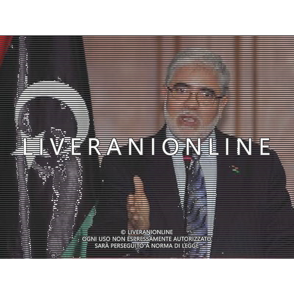 (140729) -- TRIPOLI, July 29, 2014 () -- Libyan lawmaker Essam al-Naasse briefs the security situation of Tripoli in Tripoli, Libya, on July 29, 2014. Unknown gunmen kidnapped former Libyan Deputy Prime Minister Mustafa Abu Shagor in the capital city Tripoli on Tuesday, Essam al-Naasse confirmed. (/Hamza Turkia) ©PHOTOSHOT/Agenzia Aldo Liverani sas - ITALY ONLY - EDITORIAL USE ONLY - Il deputato libico Essam al-Naasse in conferenza stampa sulla situazione della sicurezza di Tripoli, in Libia, il 29 Luglio 2014