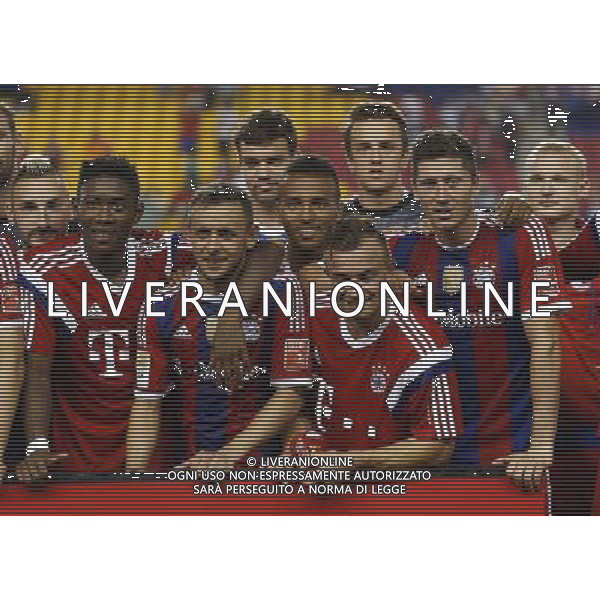 RED BULL ARENA HARRISON NEW JERSEY USA 2014.07.31 AUDI FOOTBALL SUMMIT INTERNATIONAL FRIENDLY SOCCER GAME FC BAYERN MUNICH VS. CHIVAS GUADALAJARA. BAYERN WON 1-0. N Z Robert Lewandowski (second right) and FC Bayern Munich celebrates a win against Chivas Guadalajara KAMIL KRZACZYNSKI / NEWSPIX.PL --- Newspix.pl AG ALDO LIVERANI SAS ONLY ITALY AG ALDO LIVERANI SASâ€¨ONLY ITALYâ€¨