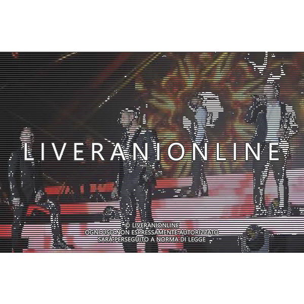 Boyzone (left to right:- Ronan Keating, Keith Duffy, Shane Lynch \' Mikey Graham) Perform On Stage During Epsom Live Music Nights At Epsom Downs Racecourse, Epsom, Surrey on Thursday 31 July 2014. ag aldo liverani sas only italy