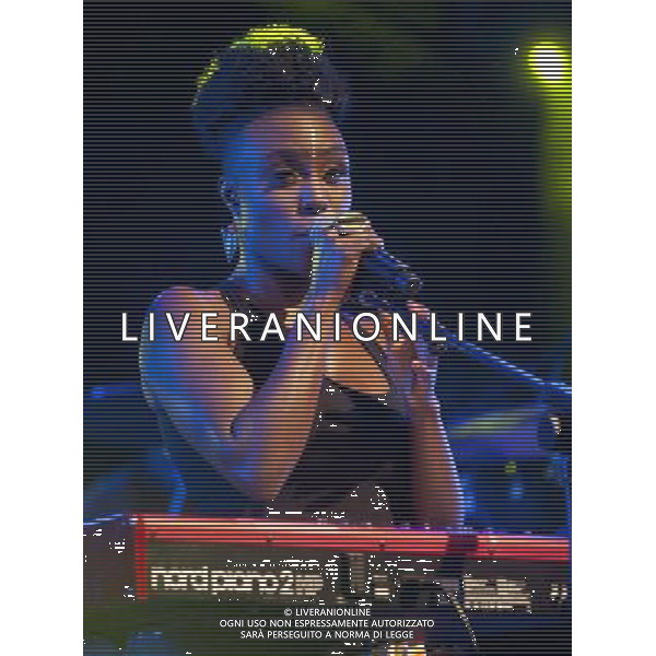 Laura Mvula on stage at Camp Bestival Lulworth Castle \' Park, East Lulworth, Wareham, Dorset 2nd aug 2014 ©photoshot/Agenzia Aldo Liverani sas - ITALY ONLY - EDITORIAL USE ONLY