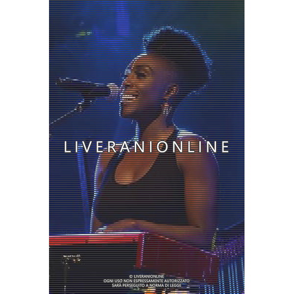 Laura Mvula performing on stage at Camp Bestival, at Lulworth Castle in Dorset, England. 2nd August 2014 ©photoshot/Agenzia Aldo Liverani sas - ITALY ONLY - EDITORIAL USE ONLY