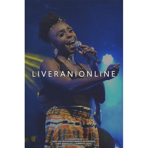 Laura Mvula performing on stage at Camp Bestival, at Lulworth Castle in Dorset, England. 2nd August 2014 ©photoshot/Agenzia Aldo Liverani sas - ITALY ONLY - EDITORIAL USE ONLY