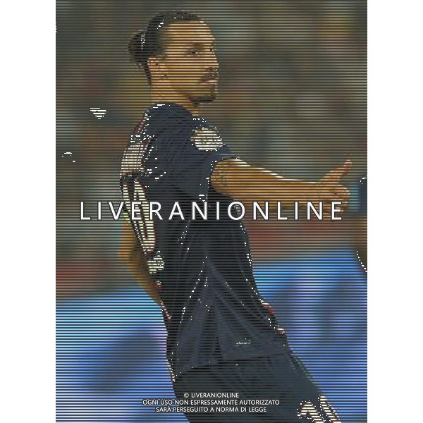 (140802) -- BEIJING, Aug. 2, 2014 () -- Paris Saint-Germain\'s Zlatan Ibrahimovic gestures during the match between Paris Saint-Germain and Guigamp in the French season-opening Champions Trophy football match in Beijing, China, on Aug. 2, 2014. Paris Saint-Germain won the match 2-0. (/Gong Lei) ©photoshot/Agenzia Aldo Liverani sas - ITALY ONLY - EDITORIAL USE ONLY