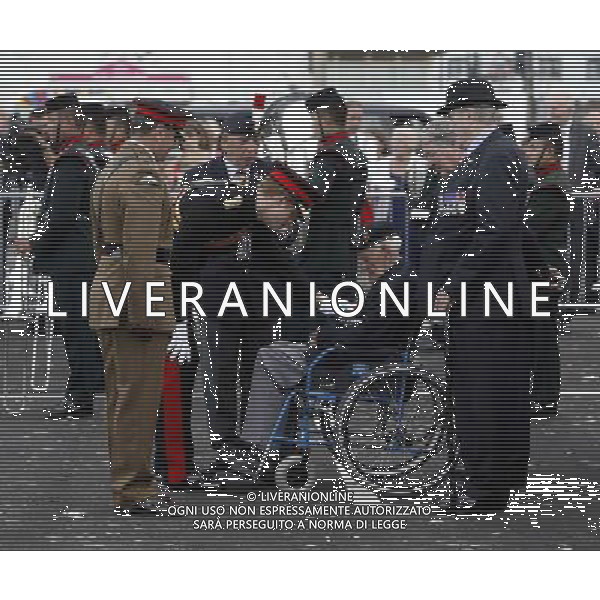Prince Harry looks at the medals of Stanley Hodge during the Step Short commemorative event in Folkestone, Kent to commemorate the 100th anniversary of the outbreak of World War One. ©PHOTOSHOT/Agenzia Aldo Liverani sas - ITALY ONLY - EDITORIAL USE ONLY - REALI INGLESI: Il Principe Harry d\'inghilterra a Folkestone, nel Kent la commemorazione del 100mo anniversario dello scoppio della Prima Guerra Mondiale.