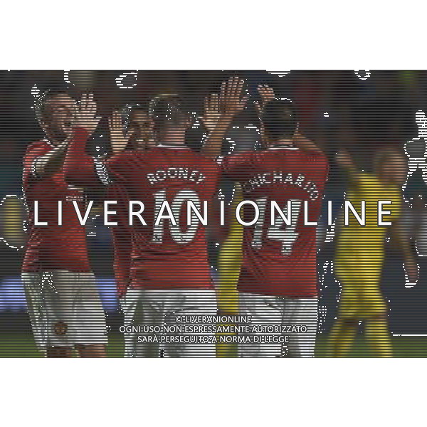 Guinnes International Champions Cup 2014 Finale Miami - 04.08.2014 Manchester United-Liverpool Nella Foto:i giocatori del manchester united hernandez,rooney,young,cleverley esultano /Ph.Vitez-Ag. Aldo Liverani