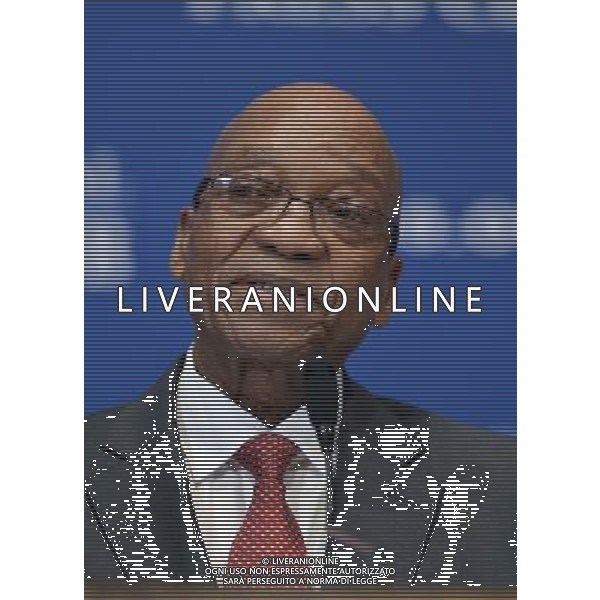 (140804) -- WASHINGTON D.C., Aug. 4, 2014 () -- South African President Jacob Zuma speaks at the National Press Club in Washington D.C., the United States, Aug. 4, 2014. Leaders of African countries are in Washington for the US-Africa summit scheduled to be held from Aug. 4 to 6. (/Yin Bogu) AG ALDO LIVERANI SAS ONLY ITALY
