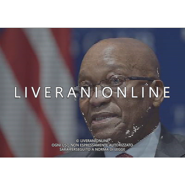 (140804) -- WASHINGTON D.C., Aug. 4, 2014 () -- South African President Jacob Zuma speaks at the National Press Club in Washington D.C., the United States, Aug. 4, 2014. Leaders of African countries are in Washington for the US-Africa summit scheduled to be held from Aug. 4 to 6. (/Yin Bogu) AG ALDO LIVERANI SAS ONLY ITALY