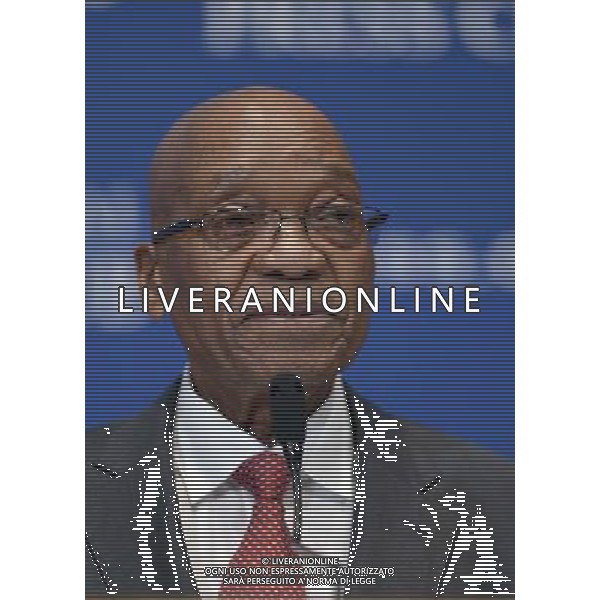 (140804) -- WASHINGTON D.C., Aug. 4, 2014 () -- South African President Jacob Zuma speaks at the National Press Club in Washington D.C., the United States, Aug. 4, 2014. Leaders of African countries are in Washington for the US-Africa summit scheduled to be held from Aug. 4 to 6. (/Yin Bogu) AG ALDO LIVERANI SAS ONLY ITALY