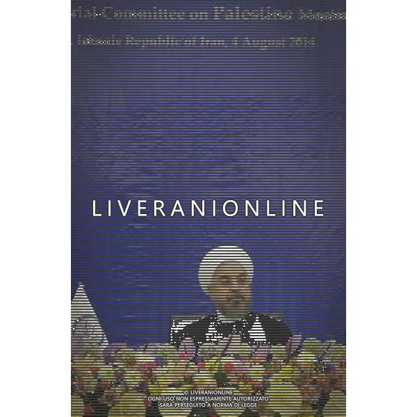 (140804) -- TEHRAN, Aug. 4, 2014 () -- Iranian President Hassan Rouhani attends an emergency meeting of Palestine Committee of the Non-Aligned Movement (NAM) in Tehran, Iran, on Aug. 4, 2014. The NAM\'s one-day emergency meeting opened here on Monday. (/Ahmad Halabisaz) AG ALDO LIVERANI SAS ONLY ITALY