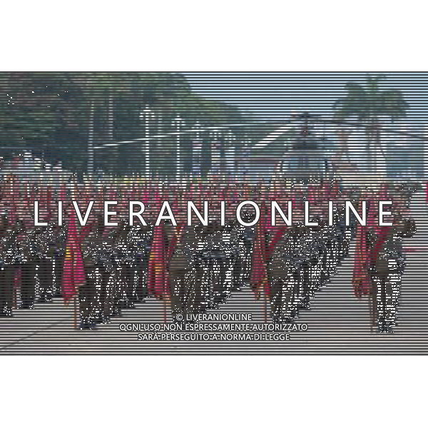 (140805) -- CARACAS, Aug. 5, 2014 () -- Members of the National Bolivarian Guard participate in the commemoration of its 77th anniversary in the Tiuna Fort in Caracas, Venezuela, on Aug. 4, 2014. (/Prensa Presidencial/AVN) (rt) ©PHOTOSHOT/Agenzia Aldo Liverani sas - ITALY ONLY - EDITORIAL USE ONLY - I membri della Guardia Nazionale Bolivariana partecipare alla commemorazione del suo 77mo anniversario nel Tiuna Fort a Caracas, in Venezuela, 4 agosto 2014