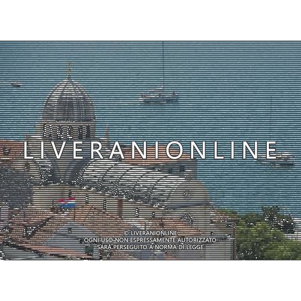 (140805) -- SIBENIK, Aug. 5, 2014 () -- The Cathedral of St James is seen in Sibenik, southern Croatia, Aug. 4, 2014. Sibenik is a tourism city by the Adriatic Sea, famous for its world heritage site, the Cathedral of St James. (/Miso Lisanin) ©PHOTOSHOT/Agenzia Aldo Liverani sas - ITALY ONLY - EDITORIAL USE ONLY - Vedute della citta\' turistica sul Mar Adriatico nel sud della Croazia, 4 agosto, 2014