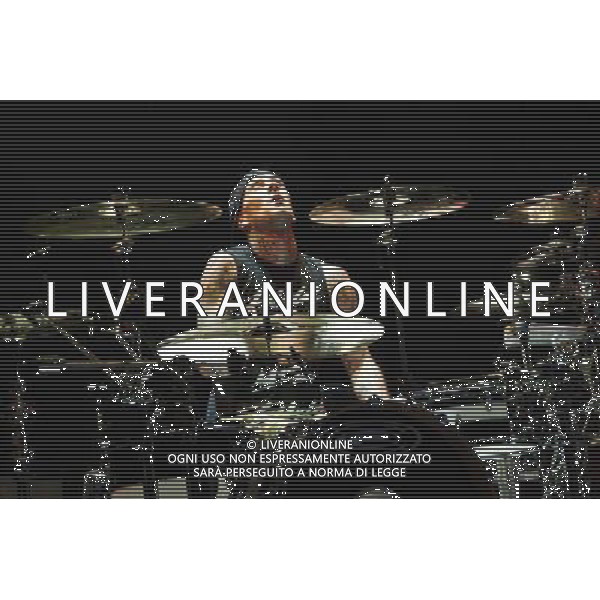 Drummer Travis Barker of American Pop Punk band Blink-182 performing at the first of two shows at Brixton Academy, London, England, UK on Wednesday 6th August 2014. AG ALDO LIVERANI SAS ONLY ITALY