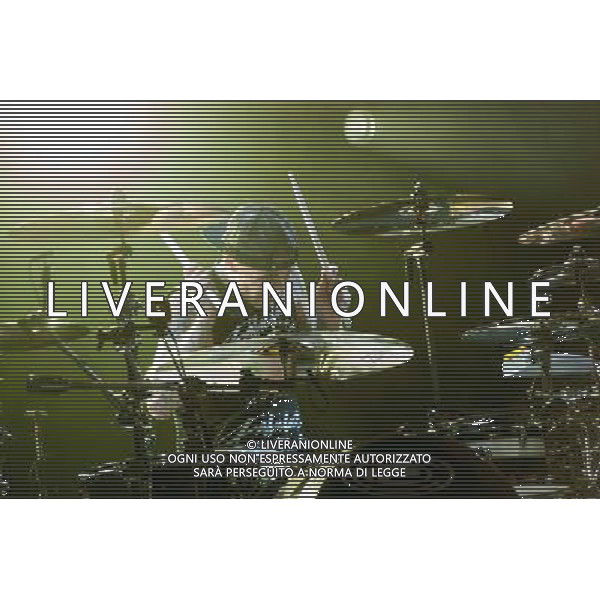 Drummer Travis Barker of American Pop Punk band Blink-182 performing at the first of two shows at Brixton Academy, London, England, UK on Wednesday 6th August 2014. AG ALDO LIVERANI SAS ONLY ITALY