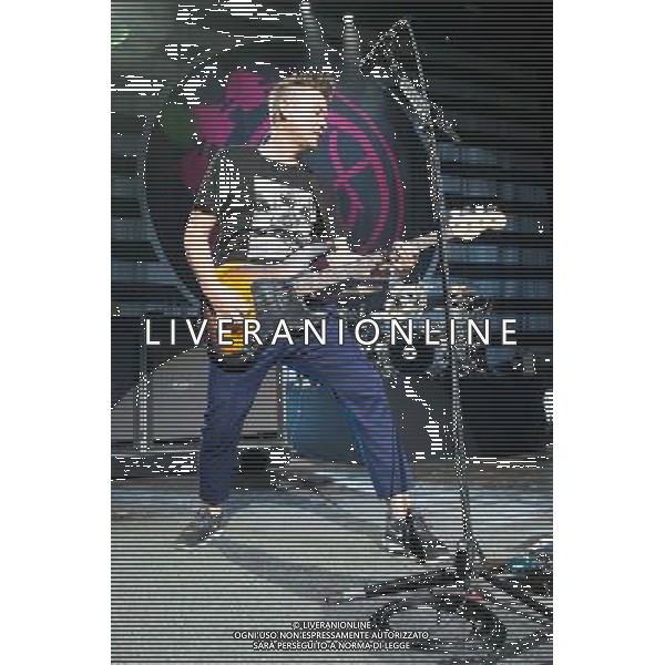 Bassist Mark Hoppus of American Pop Punk band Blink-182 performing at the first of two shows at Brixton Academy, London, England, UK on Wednesday 6th August 2014. AG ALDO LIVERANI SAS ONLY ITALY