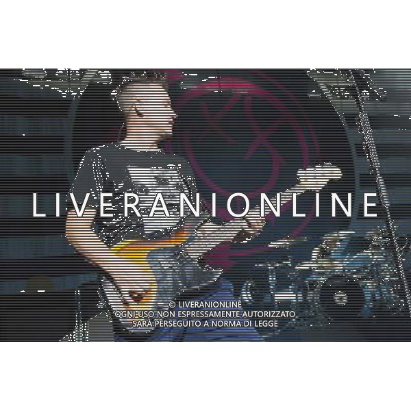 Bassist Mark Hoppus of American Pop Punk band Blink-182 performing at the first of two shows at Brixton Academy, London, England, UK on Wednesday 6th August 2014. AG ALDO LIVERANI SAS ONLY ITALY