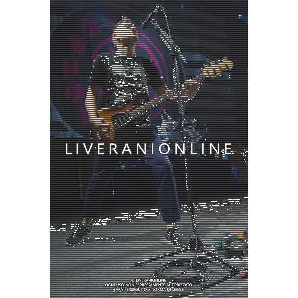 Bassist Mark Hoppus of American Pop Punk band Blink-182 performing at the first of two shows at Brixton Academy, London, England, UK on Wednesday 6th August 2014. AG ALDO LIVERANI SAS ONLY ITALY