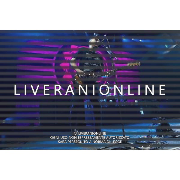 Bassist Mark Hoppus of American Pop Punk band Blink-182 performing at the first of two shows at Brixton Academy, London, England, UK on Wednesday 6th August 2014. AG ALDO LIVERANI SAS ONLY ITALY