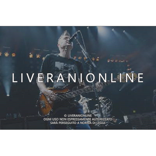 Bassist Mark Hoppus of American Pop Punk band Blink-182 performing at the first of two shows at Brixton Academy, London, England, UK on Wednesday 6th August 2014. AG ALDO LIVERANI SAS ONLY ITALY