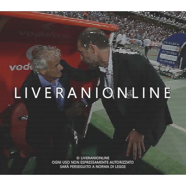 UEFA Champions League third leg qualification second leg match between Besiktas and Feyenoord at Olympic stadium in istanbul 06 august 2014. Pictured: Coach Fred Rutten of Feyenoord and Coach Slaven Bilic of Besiktas. ELIMINACJE KWALIFIKACJE LIGA MISTRZOW SEZON 2014/2015 PILKA NOZNA FOT. Seskimphoto / NEWSPIX.PL POLAND, TURKEY, GERMANY, AUSTRIA AND UK OUT !!! --- Newspix.pl AG ALDO LIVERANI SAS ONLY ITALY *** Local Caption *** www.newspix.pl mail us: info@newspix.pl call us: 0048 022 23 22 222 --- Polish Picture Agency by Ringier Axel Springer Poland