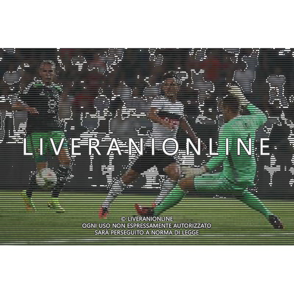 UEFA Champions League third leg qualification second leg match between Besiktas and Feyenoord at Olympic stadium in istanbul 06 august 2014. Pictured: Mustafa Pektemek of Besiktas and Goalkeeper Erwin Mulder of Feyenoord. ELIMINACJE KWALIFIKACJE LIGA MISTRZOW SEZON 2014/2015 PILKA NOZNA FOT. Seskimphoto / NEWSPIX.PL POLAND, TURKEY, GERMANY, AUSTRIA AND UK OUT !!! --- Newspix.pl AG ALDO LIVERANI SAS ONLY ITALY *** Local Caption *** www.newspix.pl mail us: info@newspix.pl call us: 0048 022 23 22 222 --- Polish Picture Agency by Ringier Axel Springer Poland