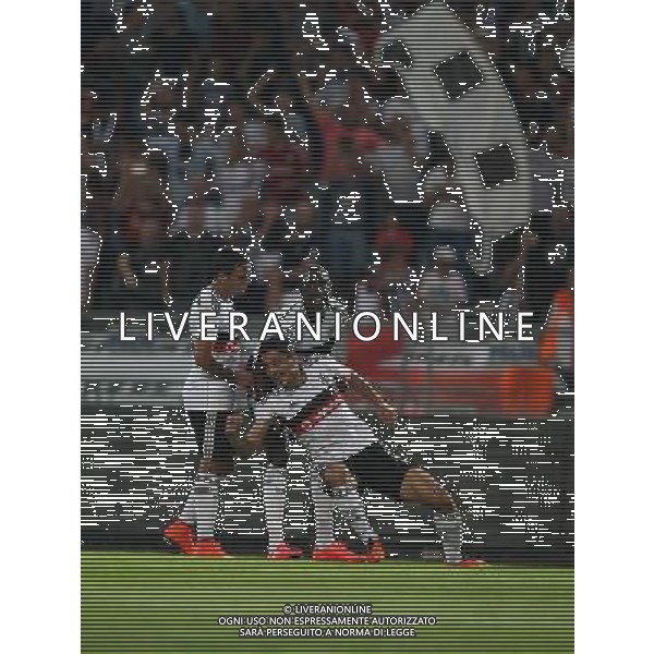 UEFA Champions League third leg qualification second leg match between Besiktas and Feyenoord at Olympic stadium in istanbul 06 august 2014. Pictured: Besiktas players celebrates after Demba Ba\'s goal. ELIMINACJE KWALIFIKACJE LIGA MISTRZOW SEZON 2014/2015 PILKA NOZNA FOT. Seskimphoto / NEWSPIX.PL POLAND, TURKEY, GERMANY, AUSTRIA AND UK OUT !!! --- Newspix.pl AG ALDO LIVERANI SAS ONLY ITALY *** Local Caption *** www.newspix.pl mail us: info@newspix.pl call us: 0048 022 23 22 222 --- Polish Picture Agency by Ringier Axel Springer Poland